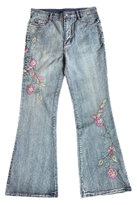 Light Wash Floral Flare Jeans